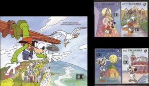 Gambia - 1992 Personajes Disney en Chicago-4 Juego de estampillas + S/S #1217-21 - Imagen 1 de 1