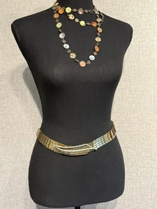 Cinturón elástico pluma dorada para mujer talla S/M hasta 36 pulgadas - Imagen 1 de 5