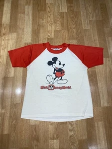 Vintage 80’s Single Stitch Mickey Mouse Disney World Ringer T-Shirt M Blue Tag - Picture 1 of 6