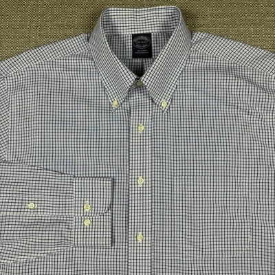 Camisa Brooks Brothers Para Hombre 16 1/2 16.5 36 Manga Larga Azul Blanco Cuadros Clásica Foto 1 de 4