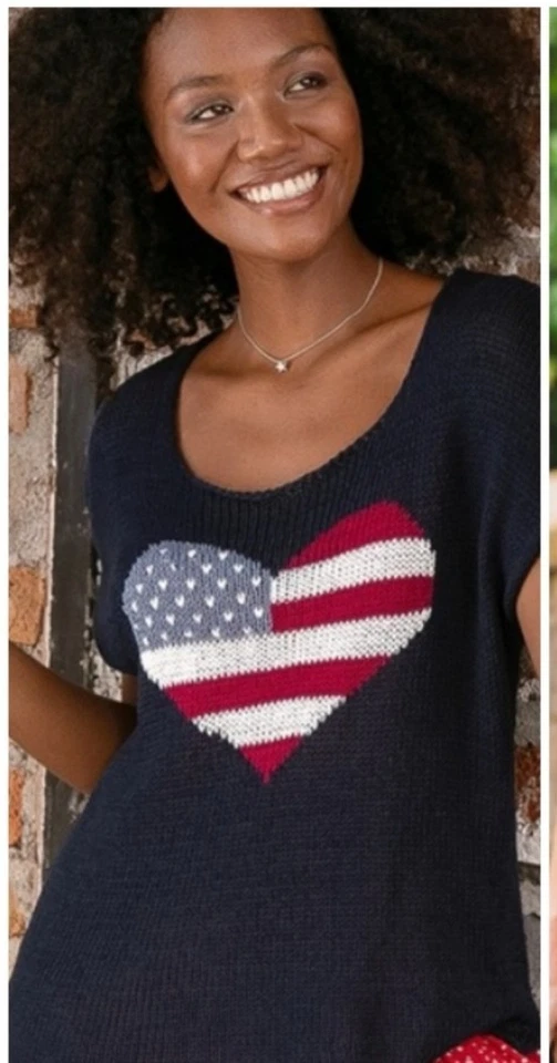 Camiseta American Flag Heart madera barcos suéter S/M Foto 1 de 1