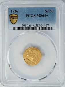 1926 $2 1/2 Gold Indian $2.5 MS64+ PCGS Secure 949905-4 - Picture 1 of 5