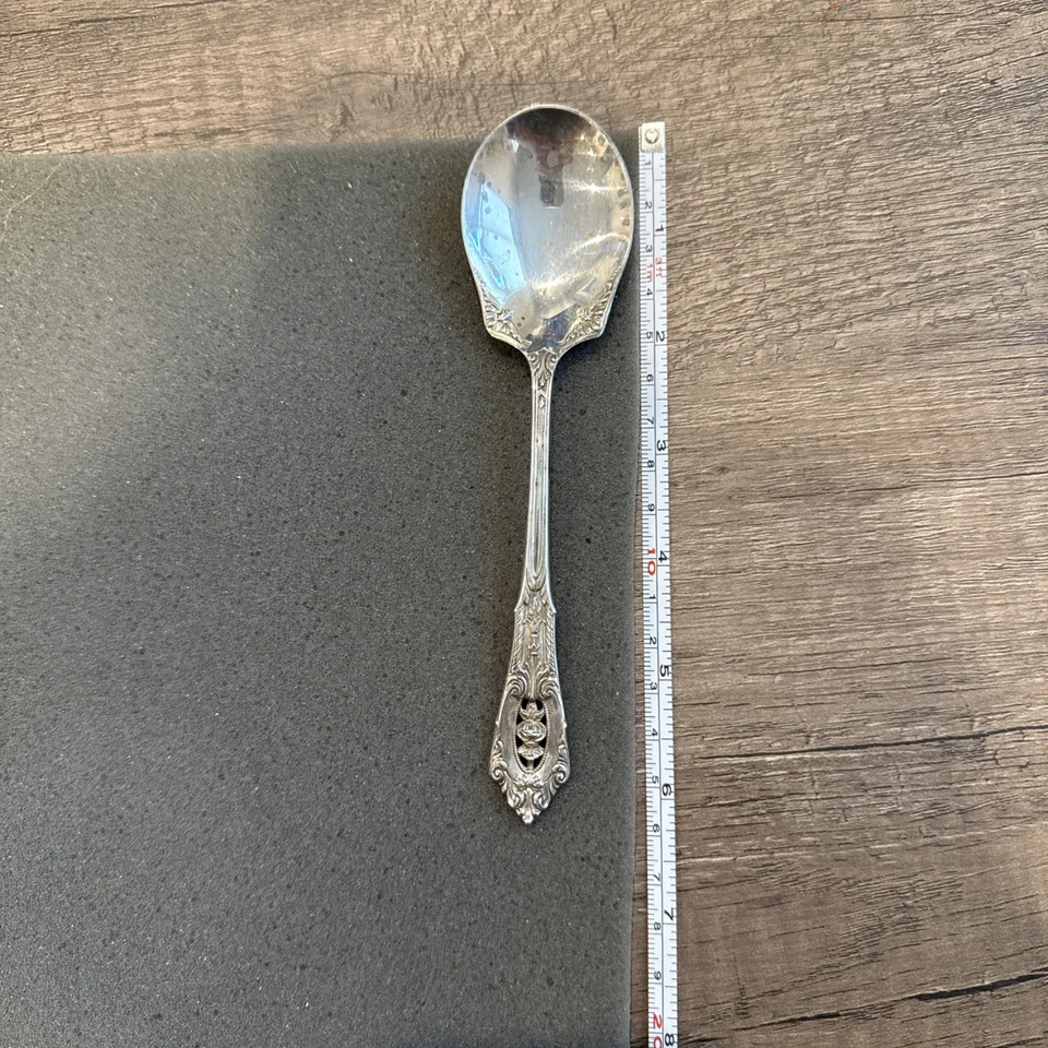 WALLACE ROSE POINT STERLING SILVER SUGAR SPOON - Image 1 of 4