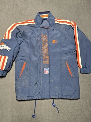 Винтажный Denver Broncos стартер куртка молодежи средний полный молнии пуловер пуховик 90-х - Изображение 1 из 4