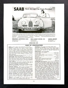 1960 Saab 93F Limousine Foto "New Jet-Age Car from Sweden" Vintage Print Ad - Bild 1 von 1