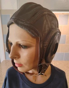 WWII Vintage Slote & Klein Aviation Pilot Leather Flying Helmet Large AN 6540-3L - Picture 1 of 18