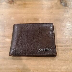 Calvin Klein Mens Wallet Brown Bifold Leather Credit ID Holder