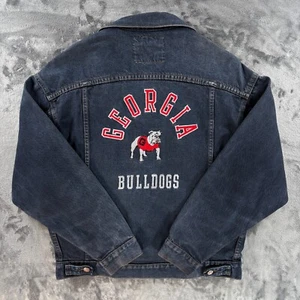 Student Union Denim Jacket Men XL UGA Georgia Bulldogs Vintage 90s Made in USA - Picture 1 of 12