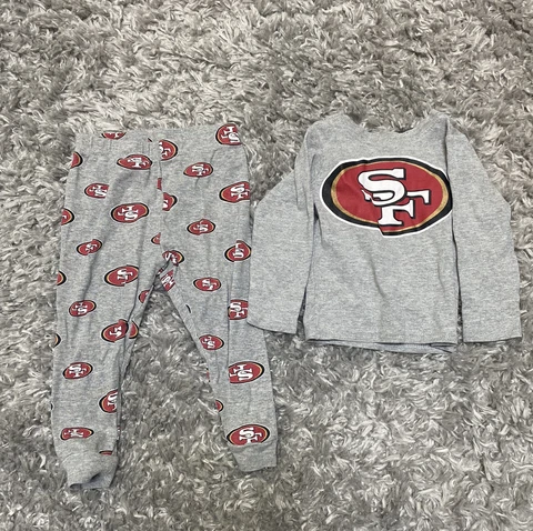 San Fransisco 49ers pajamas Toddler 2T In Heather Grey Cover