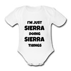 SIERRA BLACK Babygrow Baby Vest Grow BABY NAME gift PRESENT FOR A CHILD NAMED
