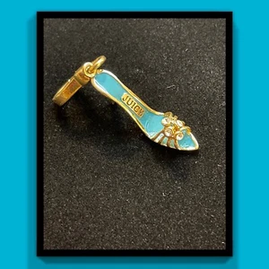 JUICY COUTURE High Heel Shoe with Crystals and Blue Gold Tone Charm - Picture 1 of 6