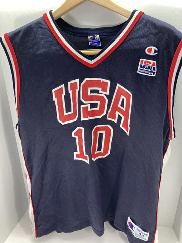 Kevin Garnett #10 Champion Jersey Men Size 44 USA Basketball Vintage Navy Blue Cover