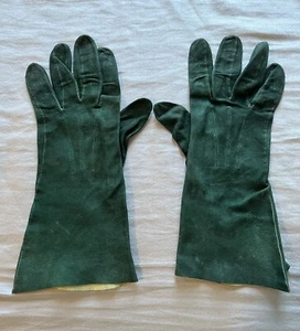 Coppia di guanti in camoscio verde smeraldo isotoner vintage anni '60 taglia 7 1/4 7,25 vintage 11" - Foto 1 di 11