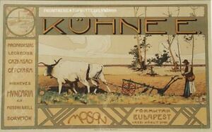 Petite affiche lithographie encadrée C.1899 Arpad Basch KUHNEE Maîtres de l'Affiche 