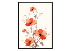 Impresiones artísticas de flores serenas línea floral pared decoración del hogar flores impresión de arte de pared - Imagen 1 de 5