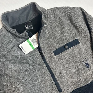 NWT Spyder Active Jacket 1/2 Zip Jacket Mens Large Gray Blue Woven Fleece SKi - Picture 1 of 9