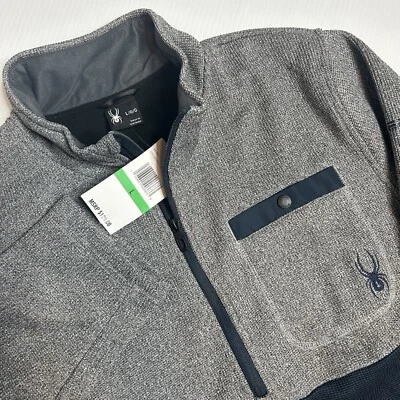 NWT Spyder Active Jacket 1/2 Zip Jacket Mens Large Gray Blue Woven Fleece SKi - Image 1 of 4