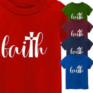 Faith Christianity Jesus Cross Kids T-Shirt Christ Religious Bible Gift New Tee - Picture 1 of 13