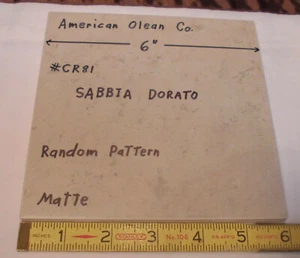 1 pc. Splattered Beige-Tan-Gray; American Olean 6" X 6"  #CR81 "Sabbia Dorato"   - Picture 1 of 9