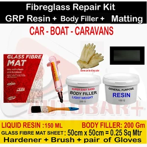 CAR BOAT VAN BODY REPAIR KIT GP RESIN, BODY FILLER, FIBRE GLASS MATTING SHEET - Picture 1 of 1
