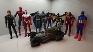 Marvel & DC JOBLOT BUNDLE Batman Spiderman Falcon Winter Soldier and Batmobile