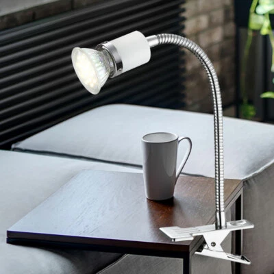 LED Klemm Strahler Tisch Lampe Wohn Ess Zimmer Strahler Flexo Lese Leuchte weiß - Bild 1 von 4