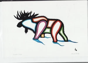 WINTER MOOSE - Mi'kmaq, Nova Scotia - David Brooks - New 6" x 9" Art Card - Picture 1 of 1