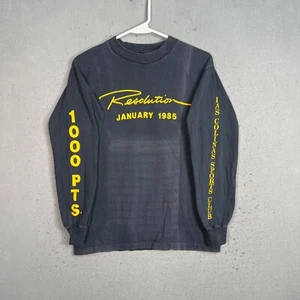Vintage 1985 Resolution Gym T Shirt Adult Medium Black Long Sleeve Faded Mens - Picture 1 of 11