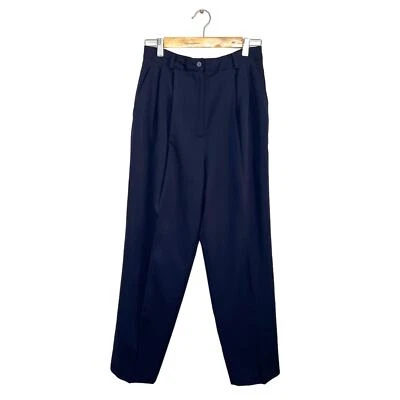 Pantalones de vestir negros de cintura alta plisados de lana vintage Talbots a medida para mujer 10P Foto 1 de 4