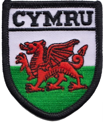 Wales Cymru Dragon Small Shield Embroidered Patch  - Image 1 of 3