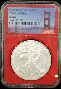 2014(S) Silver American Eagle NGC MS 69 Red Core - Picture 1 of 2