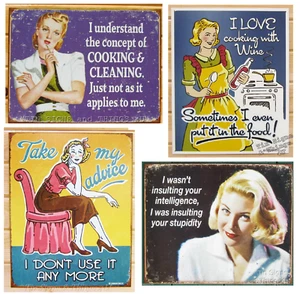 4 LOT (16" x 12.5" ea) Mother's Day Gift Set funny sarcasm metal sign Blonde Mom - Picture 1 of 5
