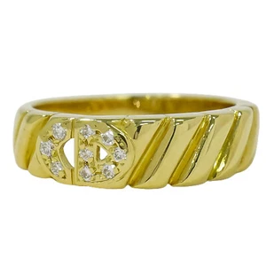 Anillo Christian Dior Diamante 0.457ct Oro Amarillo 750 EE. UU. 4.75 3.7g - Imagen 1 de 9