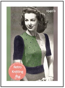 1940s Wartime Three-colour Sweater Knitting Pattern Copy - Picture 1 of 1