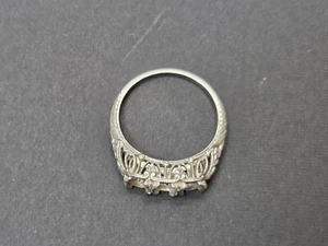 Antique Edwardian Filagree Platinum Ring NO stones - Picture 1 of 9