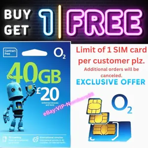 O2 Sim Card - New and Sealed O2 Pay As You Go 02 O2 PAYG Classic Data & Calls - Picture 1 of 8