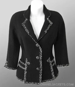 $4,865 CHANEL Black & White Whipstitch Boucle JACKET * FR 38 40 / US 4 6 ~ EUC - Picture 1 of 14
