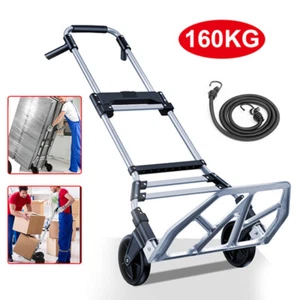 160kg Heavy Duty Folding Aluminium Hand Truck Trolley on Wheels Sack Cart Dolly - Picture 1 of 17