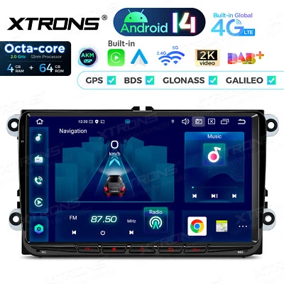 9" Android 14 Car Stereo Radio GPS Built-in DAB+ 8-Core 4+64GB 4G CarPlay For VW - Image 1 of 4
