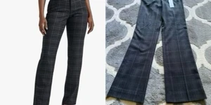 NWT Esprit Vintage 90s Y2K Black Gray Plaid Sz 0 Luella Dress Pant Straight Leg - Picture 1 of 9