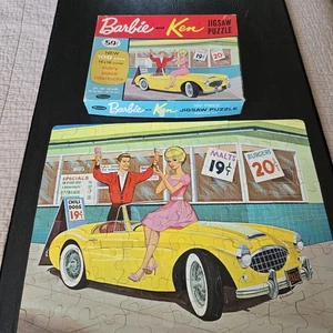 Complete BARBIE KEN 1963 4604 Whitman 100 puzzle yellow Austin Healy - Picture 1 of 10