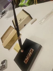 VINTAGE SHAEFFER GELBGOLD FÜLLFEDERHALTER UND ONYXSOCKEL Schreibtisch Set nie benutzt - Bild 1 von 9