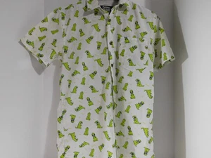 Nickelodeon Rugrats Reptar Camicia Uomo Taglia Small Bianco Verde Stampa All Over - Foto 1 di 5