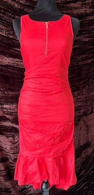 Vestido Bodycon Nicole Miller Artelier vermelho franzido tamanho 8 - Imagem 1 de 4