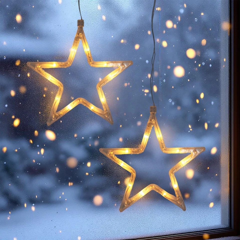 Leucht Sterne 18 cm zum Hängen - 10 LED - Weihnachten Fenster Deko Beleuchtung - Bild 1 von 4