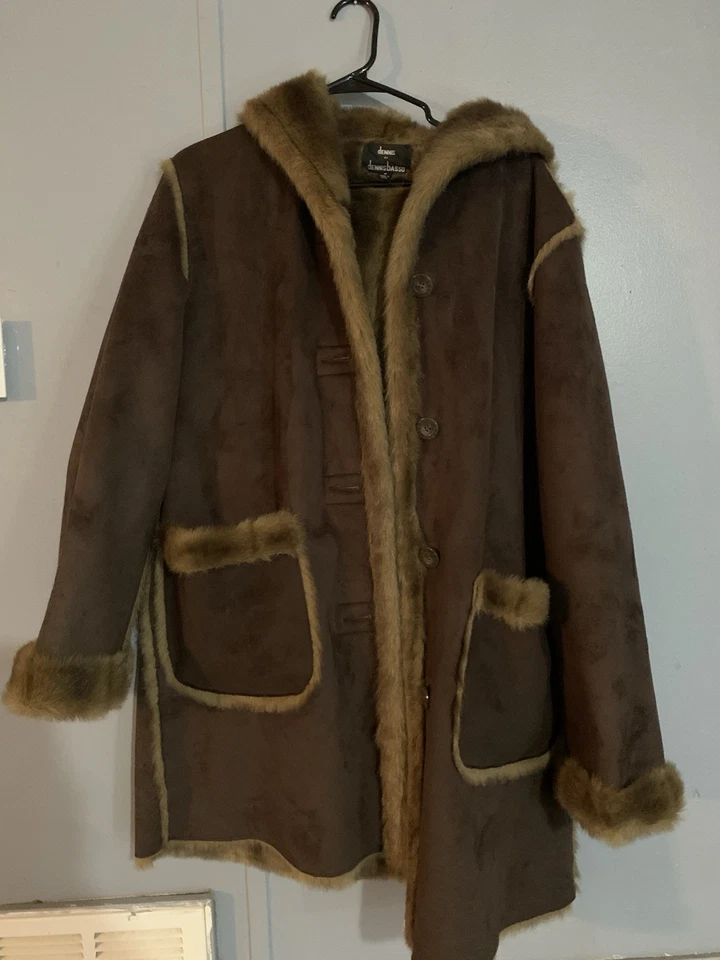 Abrigo Parka Capucha De Colección Años 90 Raro Dennis Basso Reversible Piel Sintética Gamuza Talla Mediana Foto 1 de 4