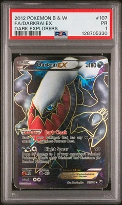 PSA 1 2012 Pokemon Black & White Dark Explorers Full Art Holo Darkrai EX 107/108 - Image 1 of 2