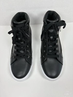 Guess Mujer Cuero Zapatilla Botín Alto Top Con Cordones Negro Talla 9.5 Foto 1 de 4
