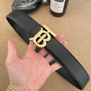 Cinturón de cuero con hebilla Burberry TB en negro talla 32-36 - Imagen 1 de 4