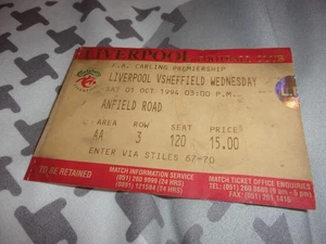 LIVERPOOL V SHEFFIELD WEDNESDAY USED TICKET SEASON 94 - 95 - Picture 1 of 1
